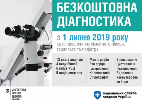 Які послуги увійдуть у програму «Безкоштовна діагностика» з липня 2019 року
